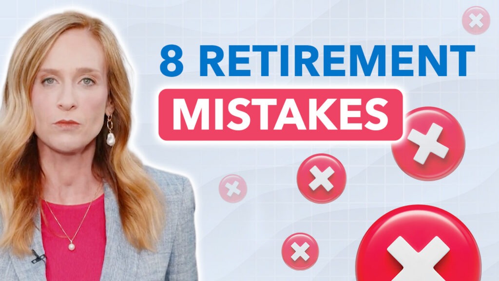woman standing next to text with red x marks floating around.