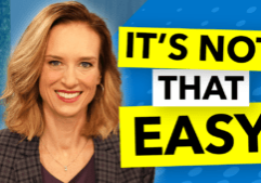 Blue background with text "It's Not That Easy" with headshot of host Molly Nelson smiling in a suit jacket