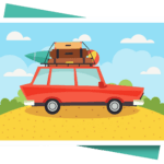 Cartoon image of red car on a Journey to Retirement